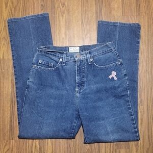 French Dressing Blue Women's Jeans Size 4 Embroidered Ribbon Detail Canadian D1